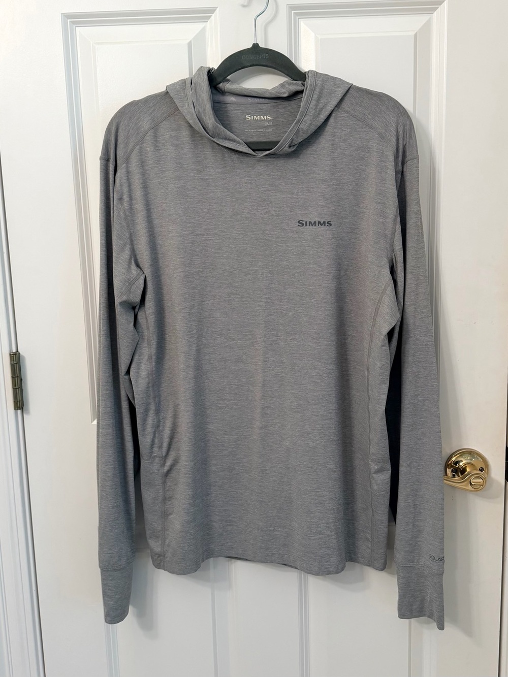 Simms Gray Hoodie Like New Performance Shirt Solarflex Cooling UPF 50 Size M